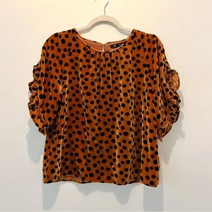 Velvet cheetah blouse- Size Large